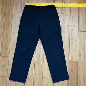 Eileen Fisher women’s black stretch cotton minimal side zip crop pants XS